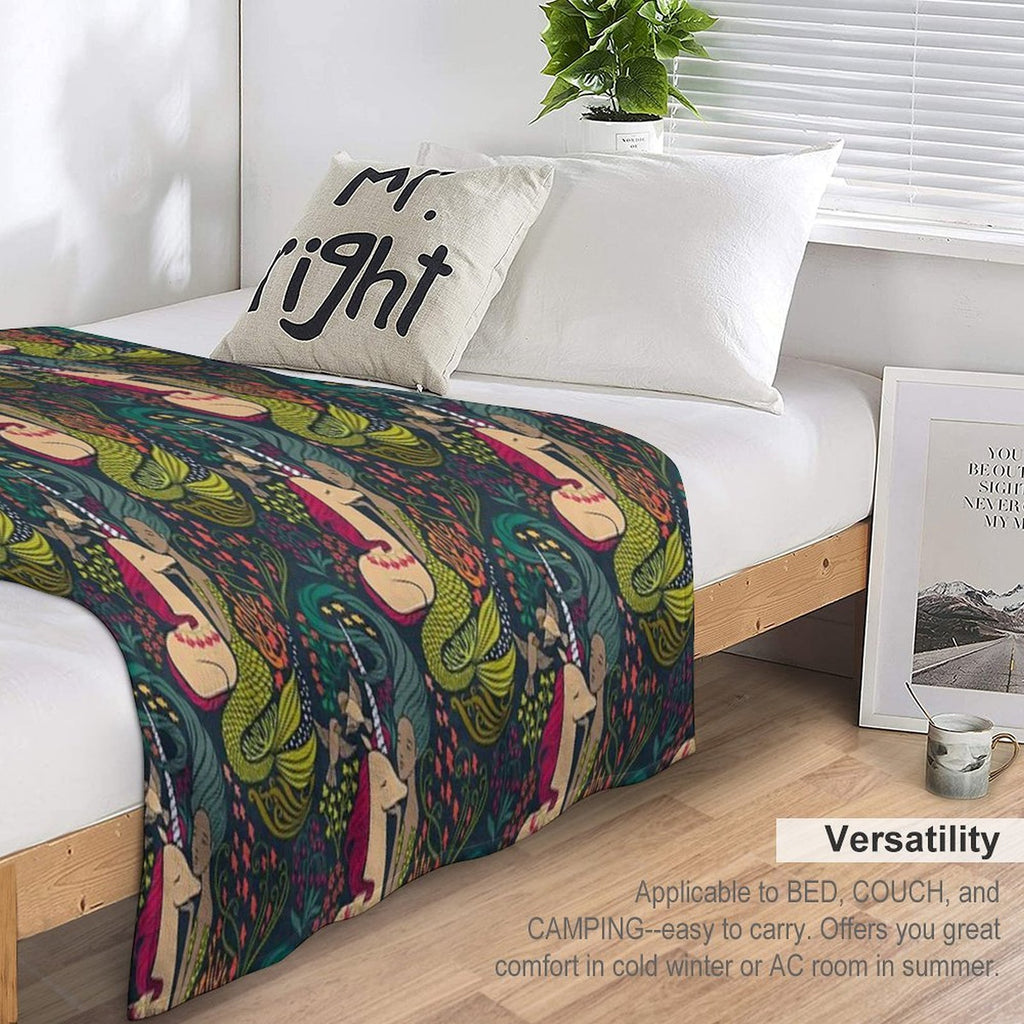 The Mermaid And The Unicorn Multi-functional Throw Blanket