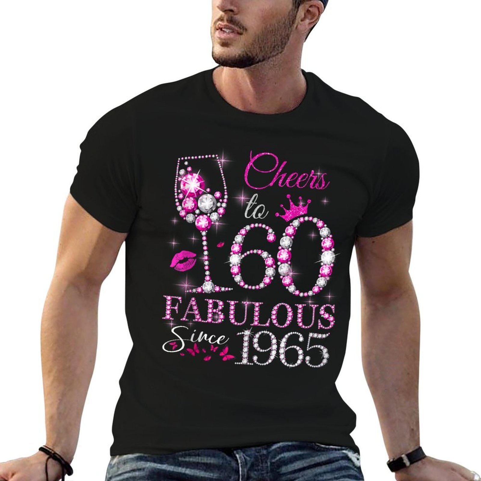 Womens Cheers to 60 Years Old EST 1965 60th Birthday Queen  Quick-drying T-Shirt
