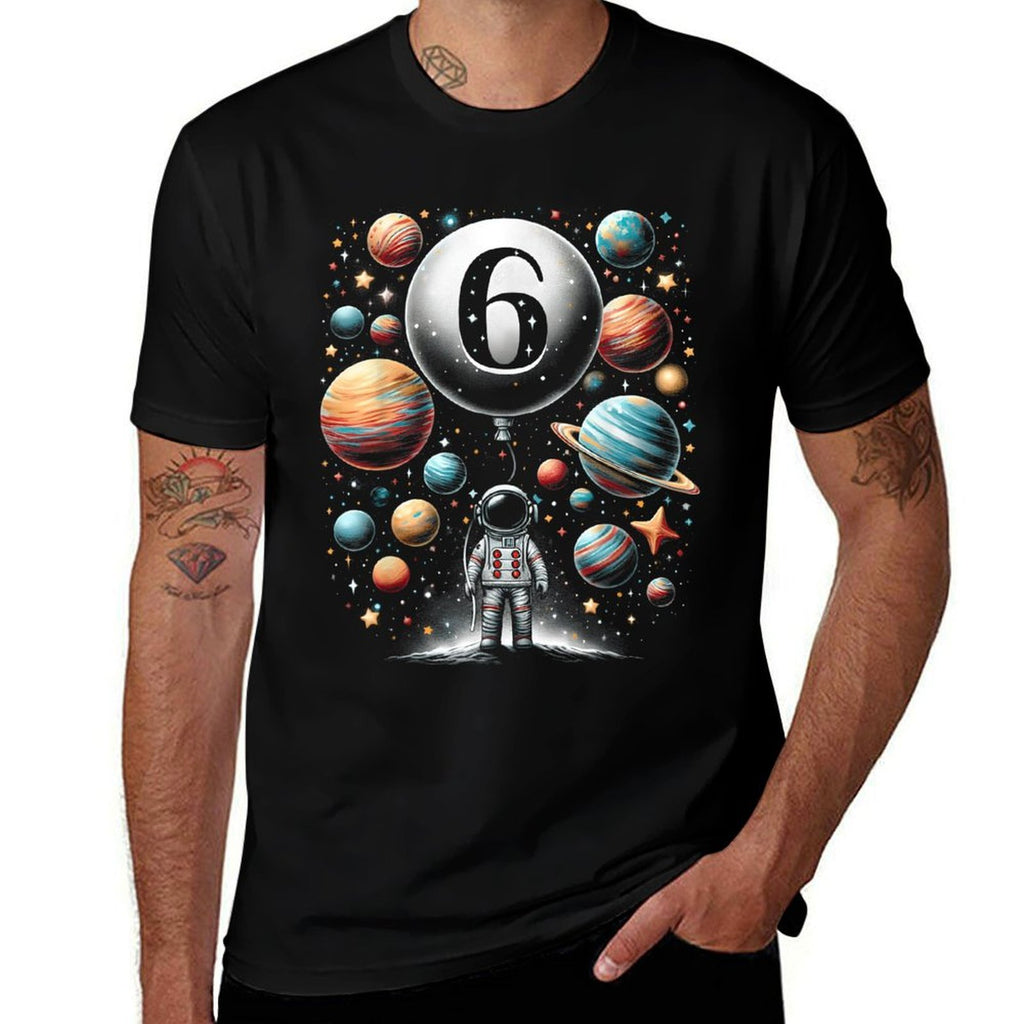 Six 6 Year Old Astronauts 6th Birthday Boys Girls Space Geek  High-quality Stitching T-Shirt