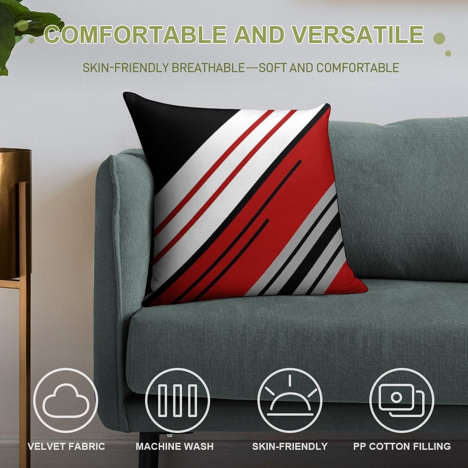 Diagonal Stripes Design Soft Easy Maintenance Throw Pillow