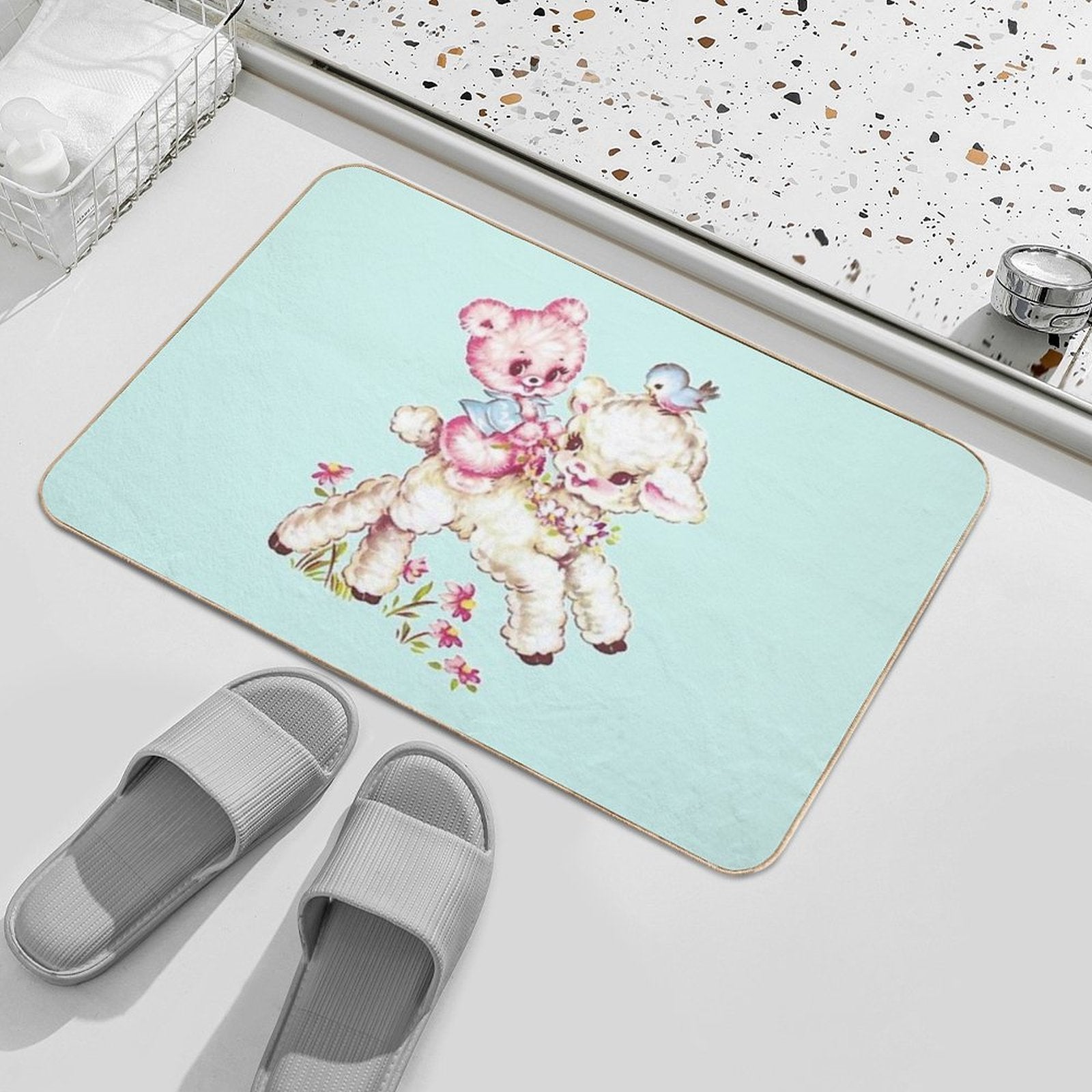 Lamb Lovely Bear  Easy Maintenance Bath Mat