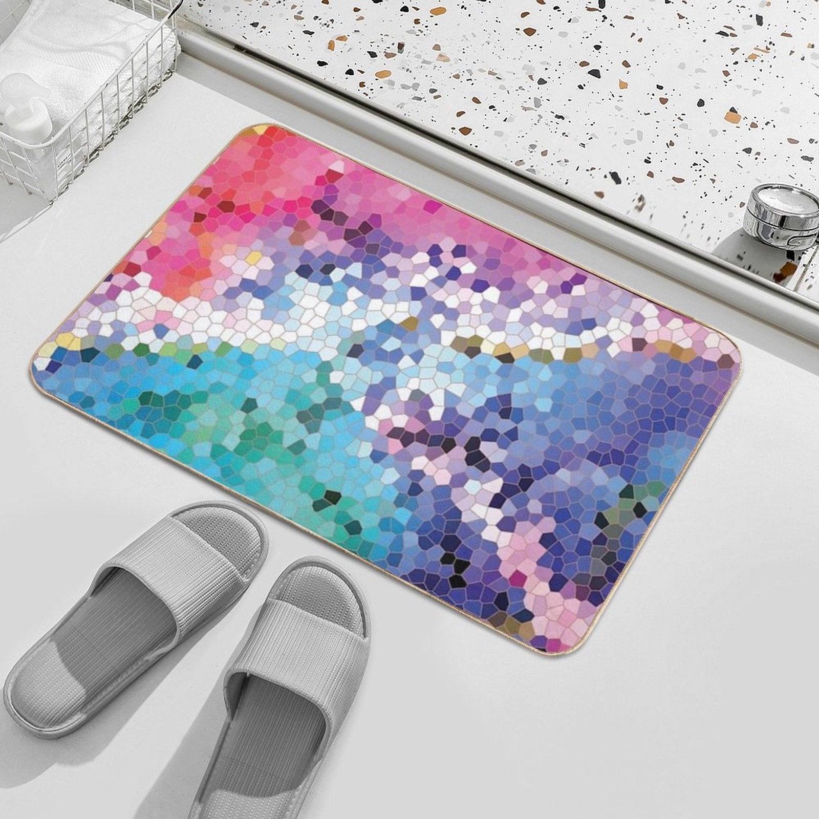 Pink Terrazzo Pattern  Anti-Trip Bath Mat