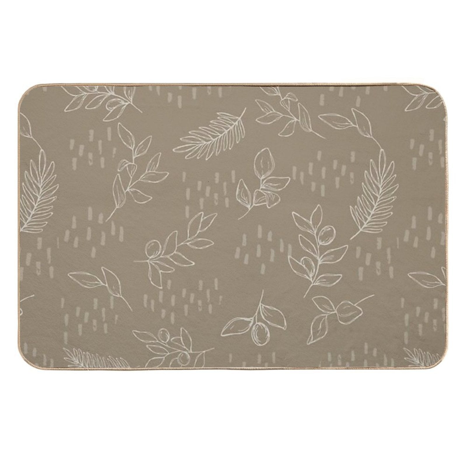 Beige Botanical Line Art  Fade-Resistant Bath Mat