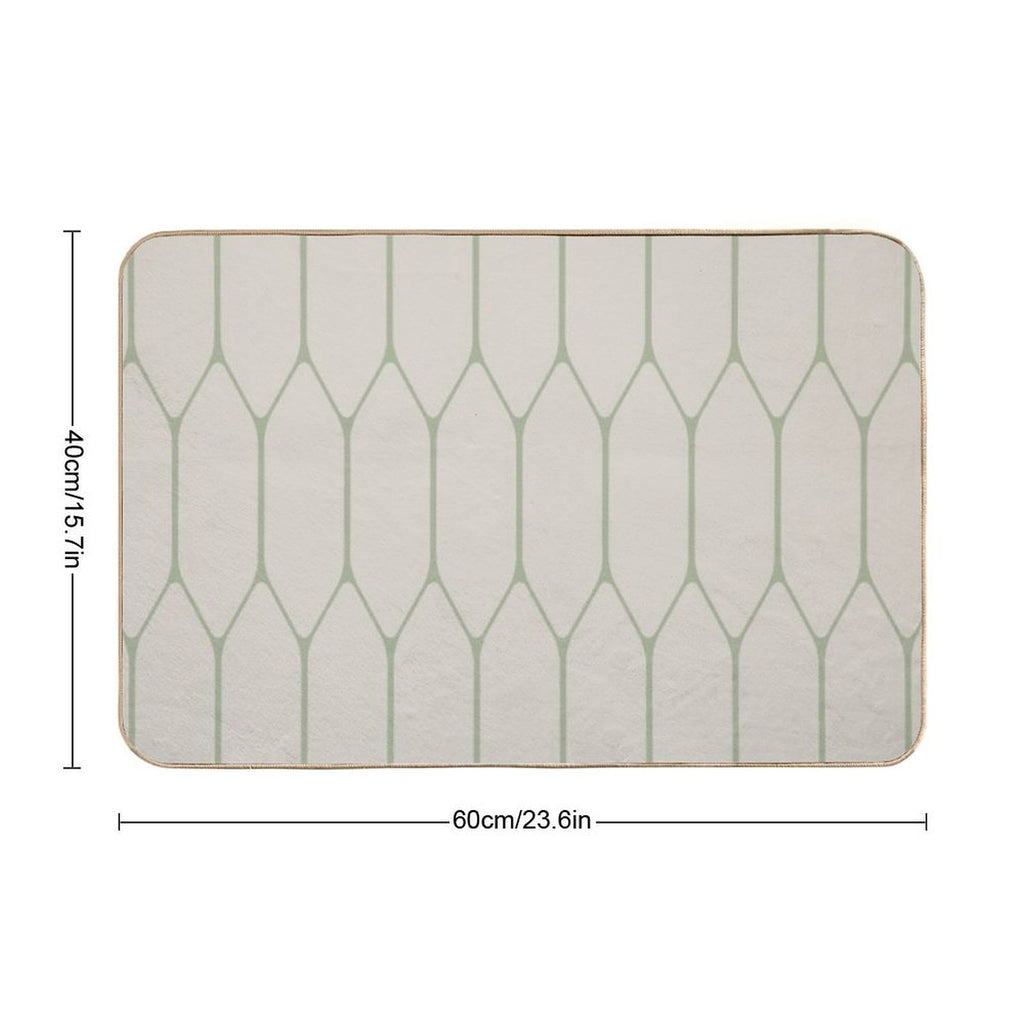 Long Honeycomb Minimalist Geometric Pattern in Beige And Sage Durable Bath Mat