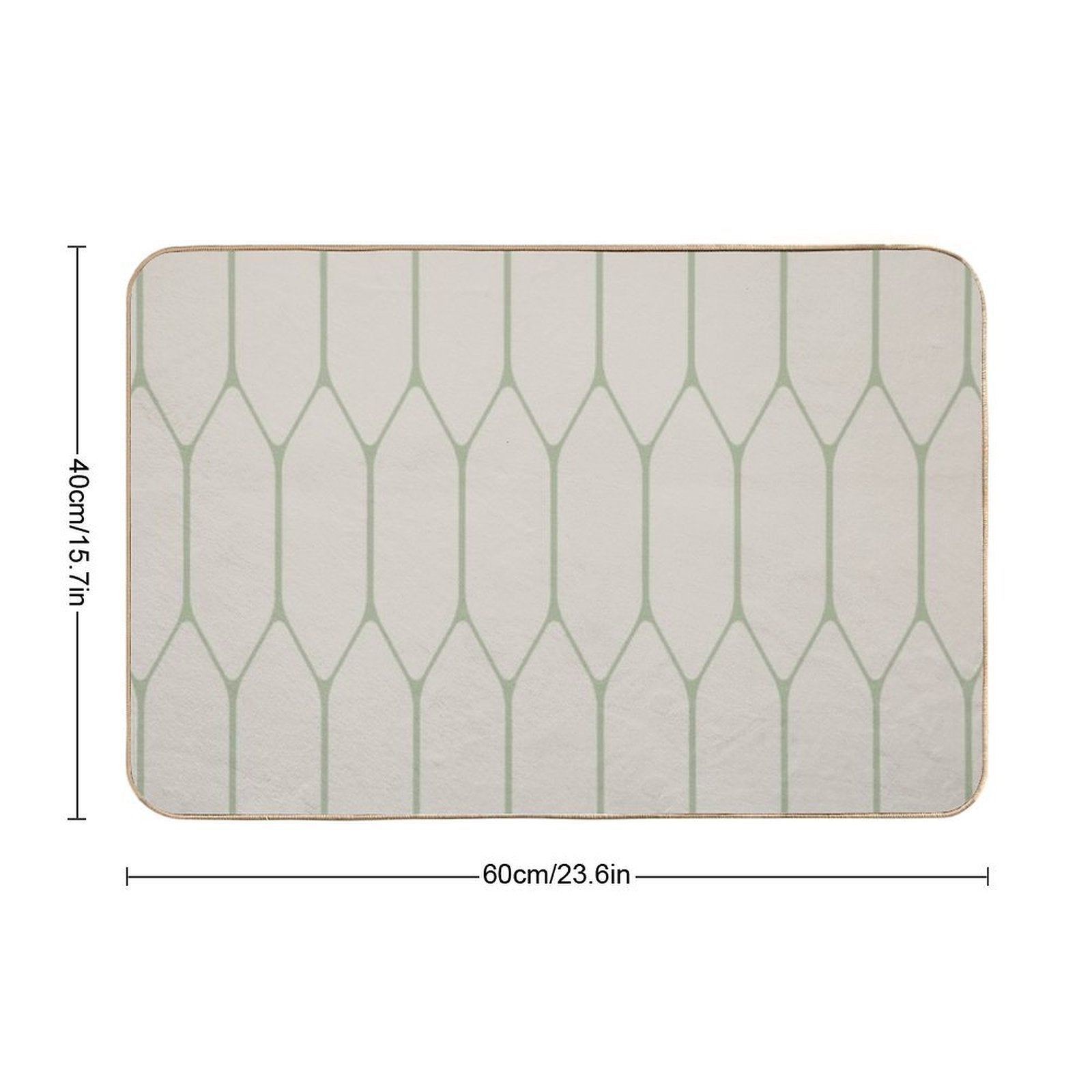 Long Honeycomb Minimalist Geometric Pattern in Beige And Sage Durable Bath Mat