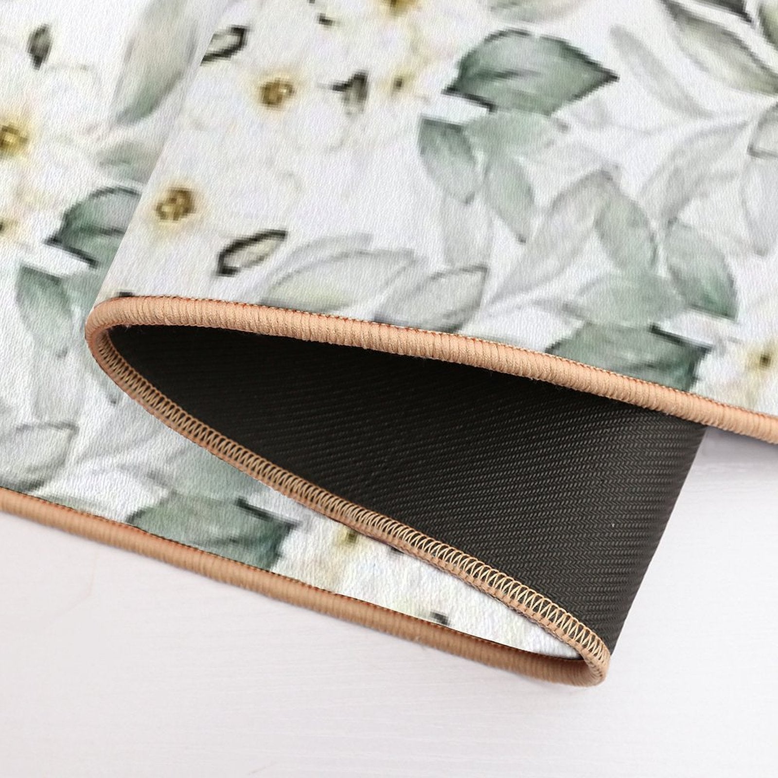 Green Leaves And Flower Blossom Pattern  Fade-Resistant Bath Mat