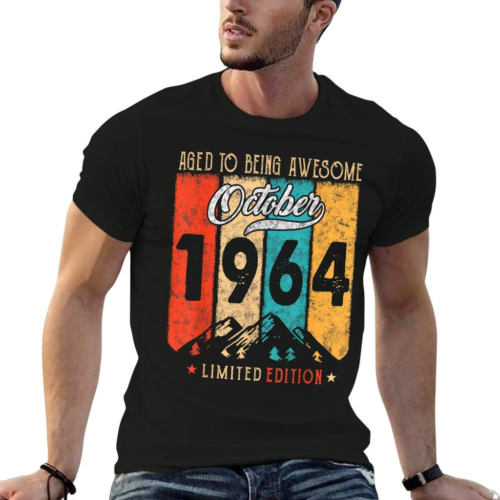 60 Years Old Vintage Awesome October 1964 60th Birthday  Easy-care T-Shirt