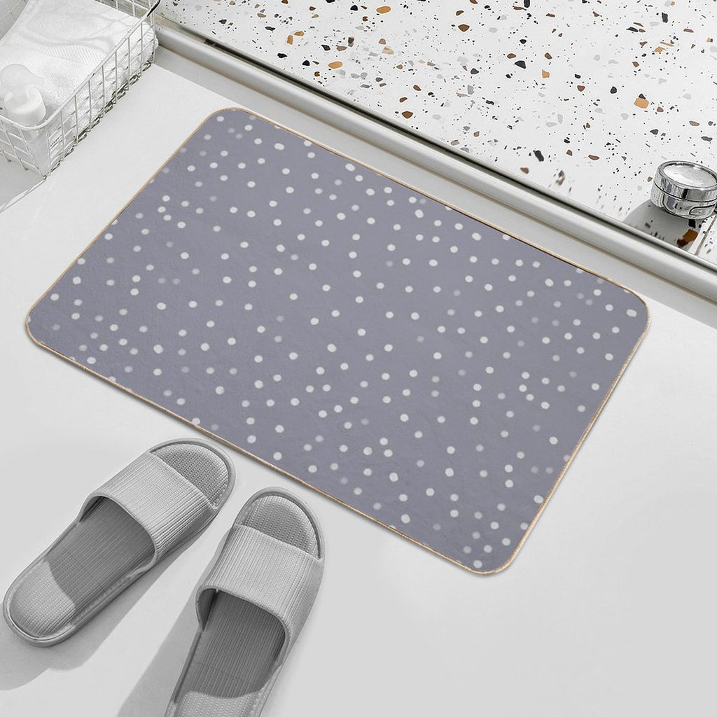 Blue Grey And White Color Polka Dots Design  Non-Slip Bath Mat