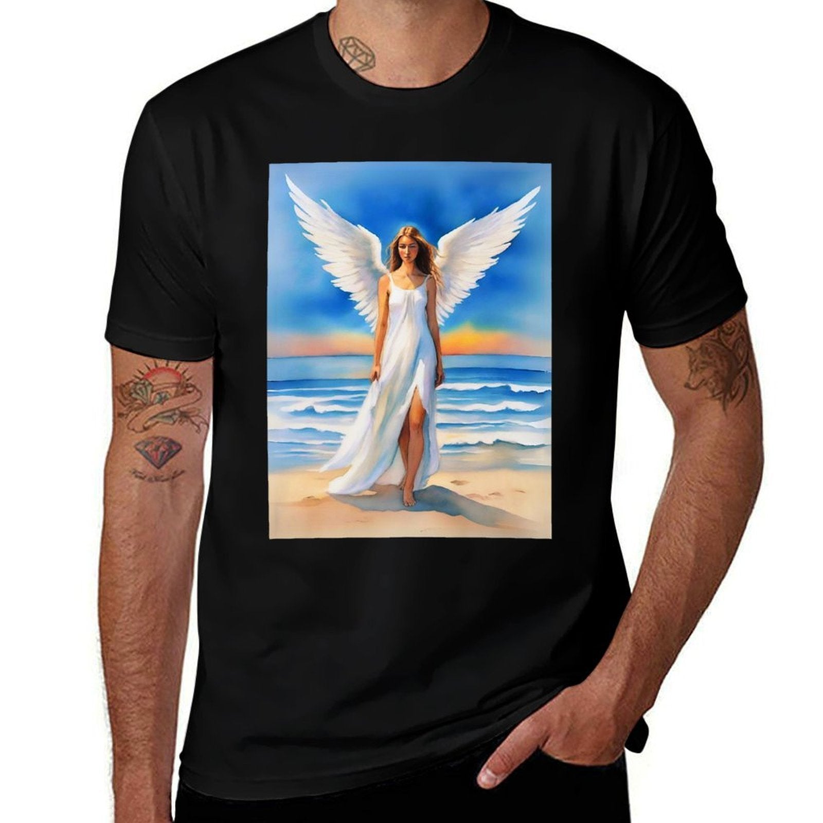Angel on The Beach at Twilight Premium  Easy-care T-Shirt