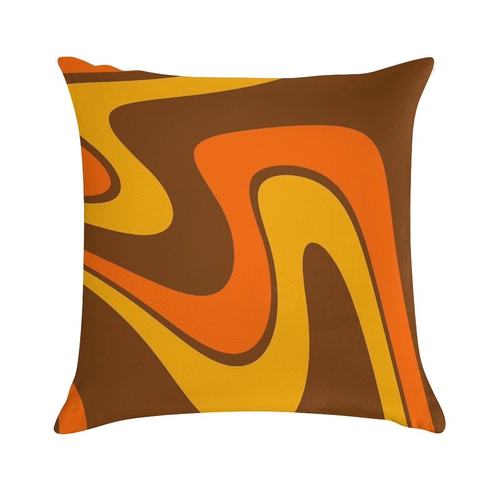 70s Retro Vintage Style Design Orange Yellow And Brown Soft Decorative Cover Throw Pillow
