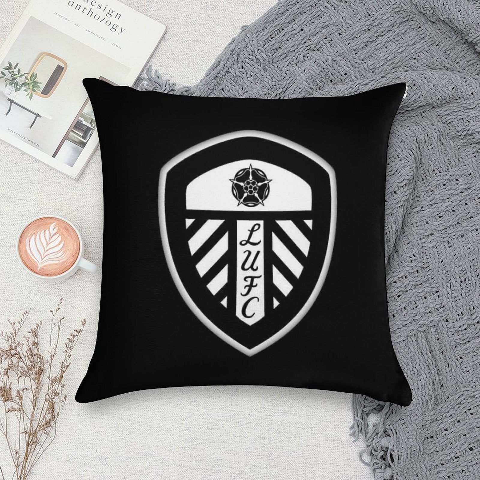 Art White on Black Leeds Soft Gift Ready Throw Pillow
