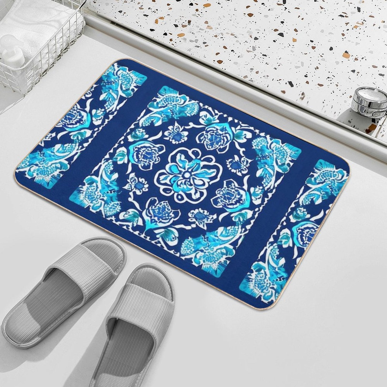 Bandana Inspired Drip  Stain-Proof Bath Mat