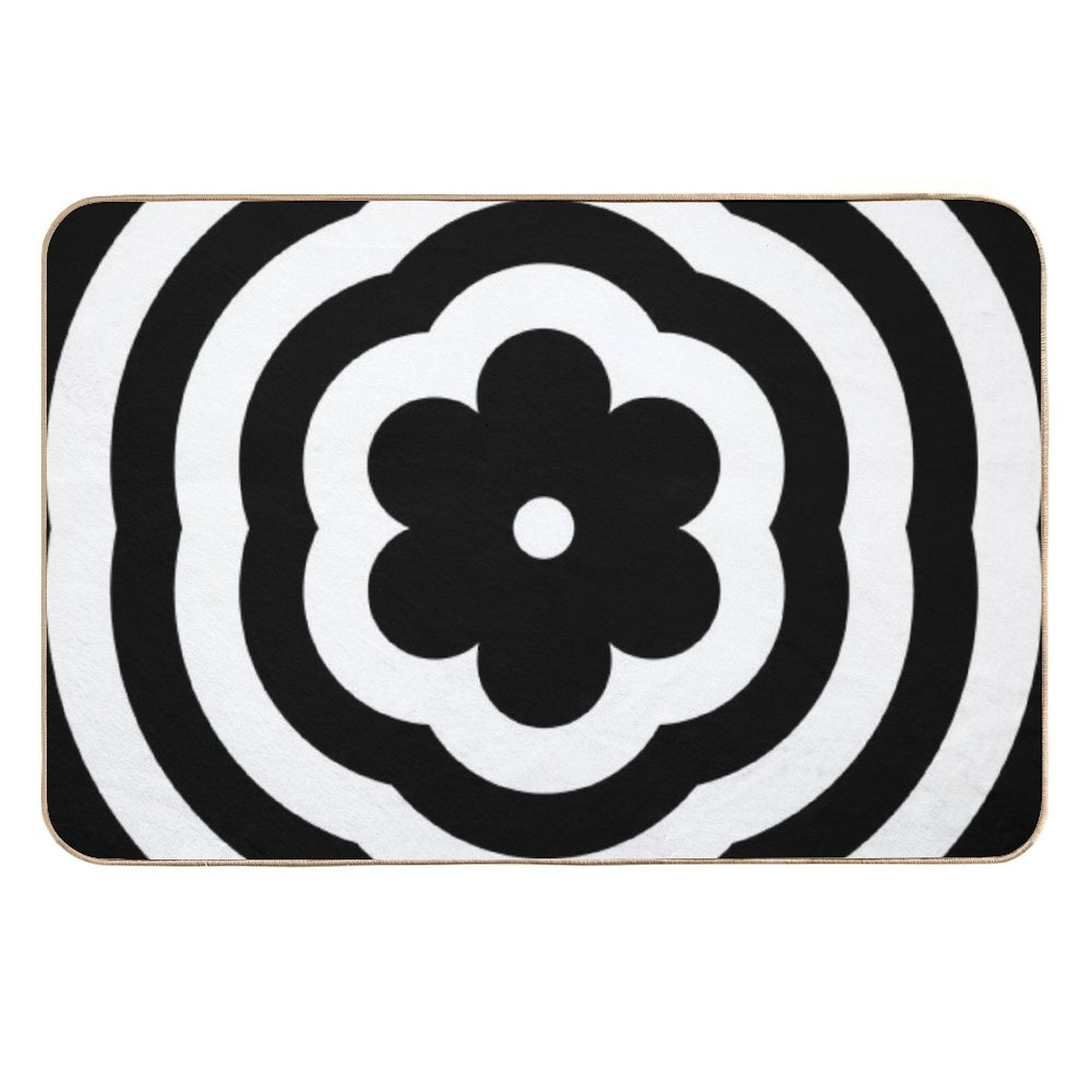 Black And White Rainbow Mod Flower  Anti-Trip Bath Mat