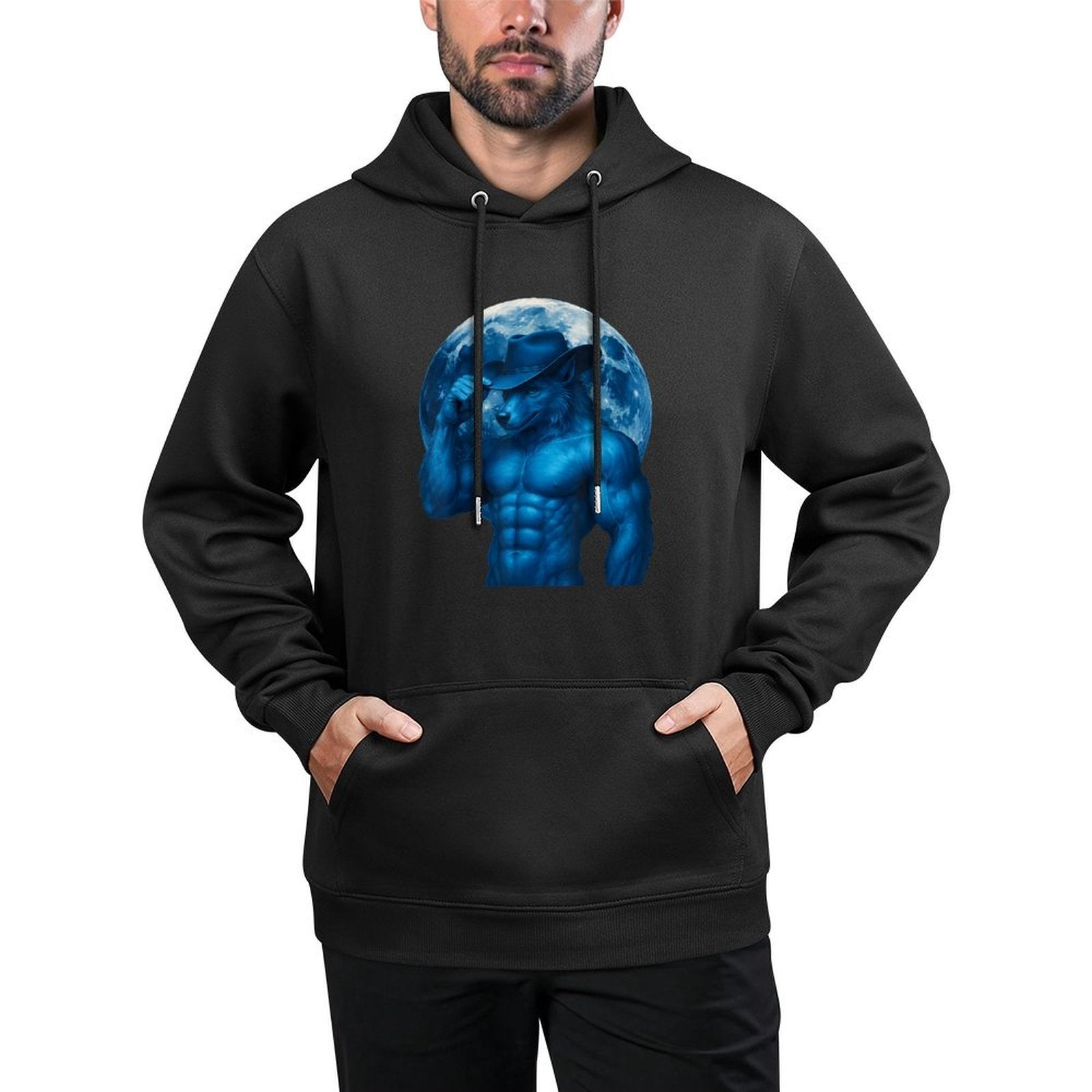 Alpha Wolf Meme Cowboy Werewolf Furry Funny Cringe Weird Layering Staple Hoodie