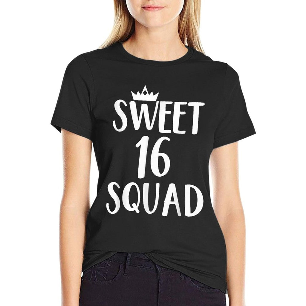 Sweet 16 Squad 16th Birthday Sixteen BDay Party Funny School  Affordable Price T-Shirt
