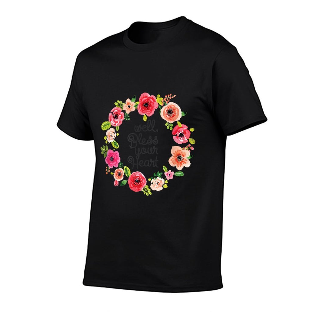 Bless Your Heart - Watercolor Floral Flowers - Southern  Oversized Silhouette T-Shirt