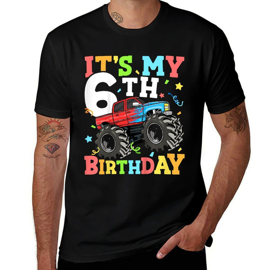 Kids Monster Truck It's My 6th Birthday Boy 6  Polyester Blend T-Shirt