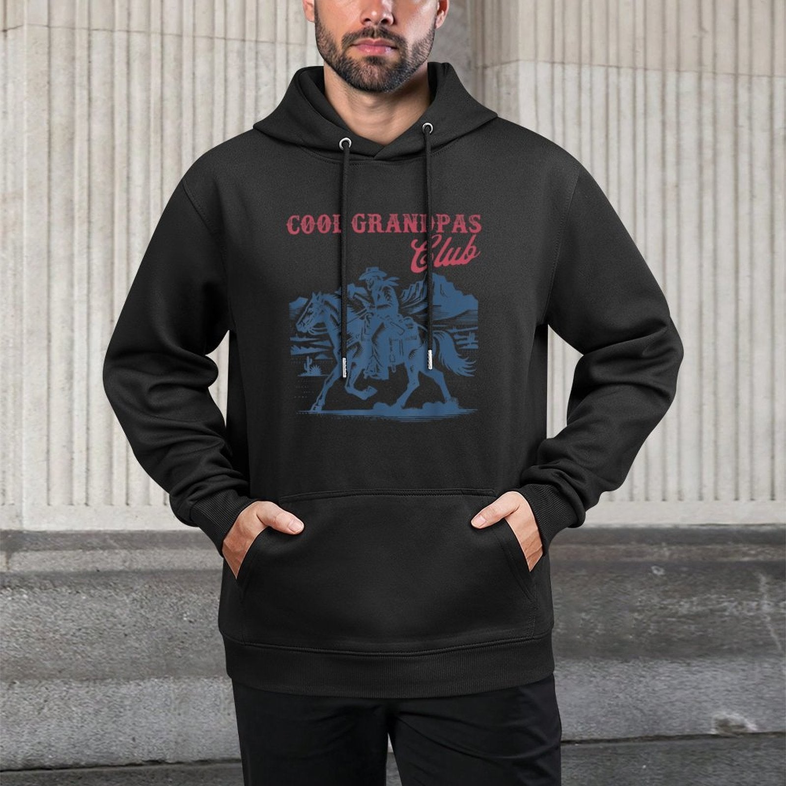 Cool Grandpas Club Retro Western Cowboy Fathers Day Durable Construction Hoodie