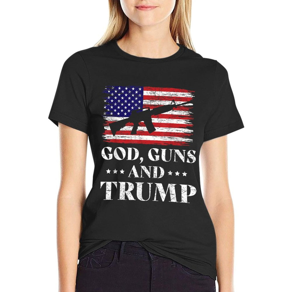 God Guns And Trump, Donald Trump for President 2020  Easy-care T-Shirt