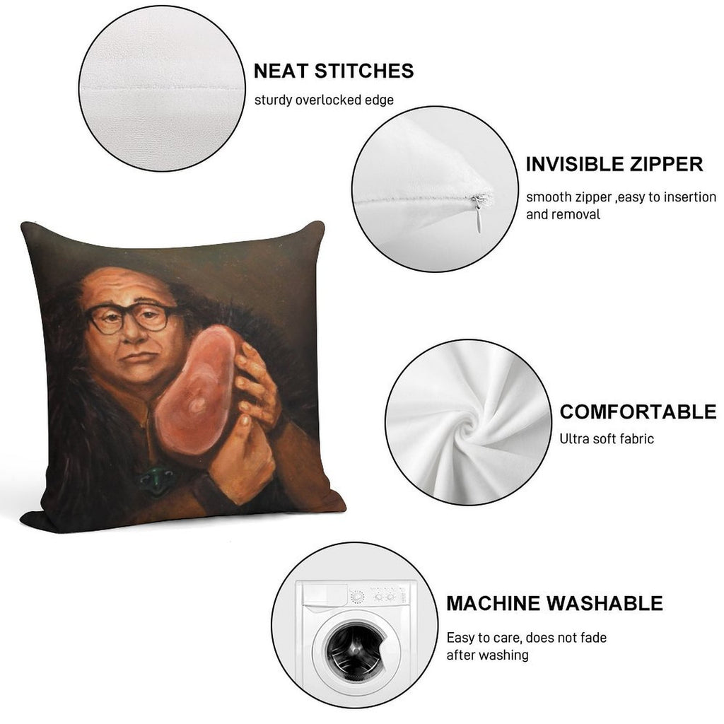 Danny Devito And His Beloved Ham Soft Short Plush Fabric Throw Pillow