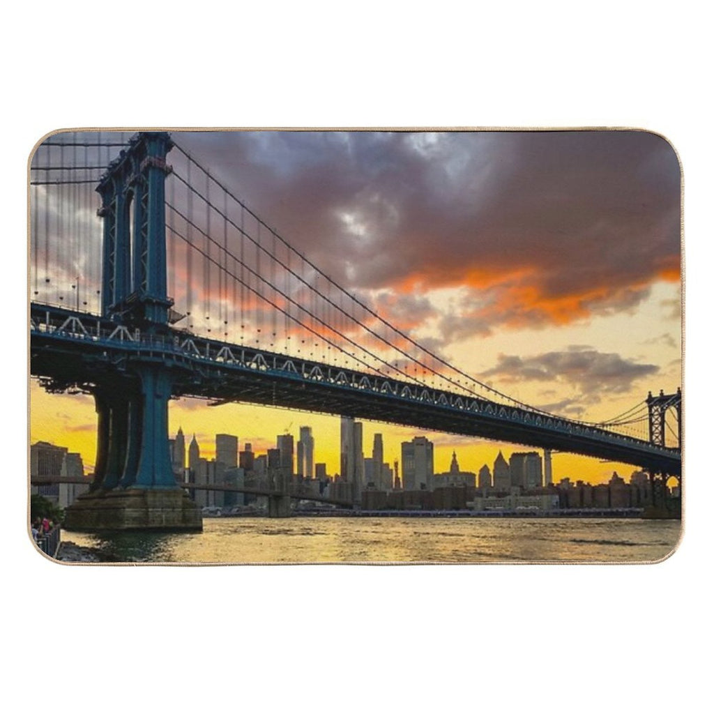 Manhattan Bridge Skyline Sunset Brooklyn New York City  Multi-Purpose Bath Mat