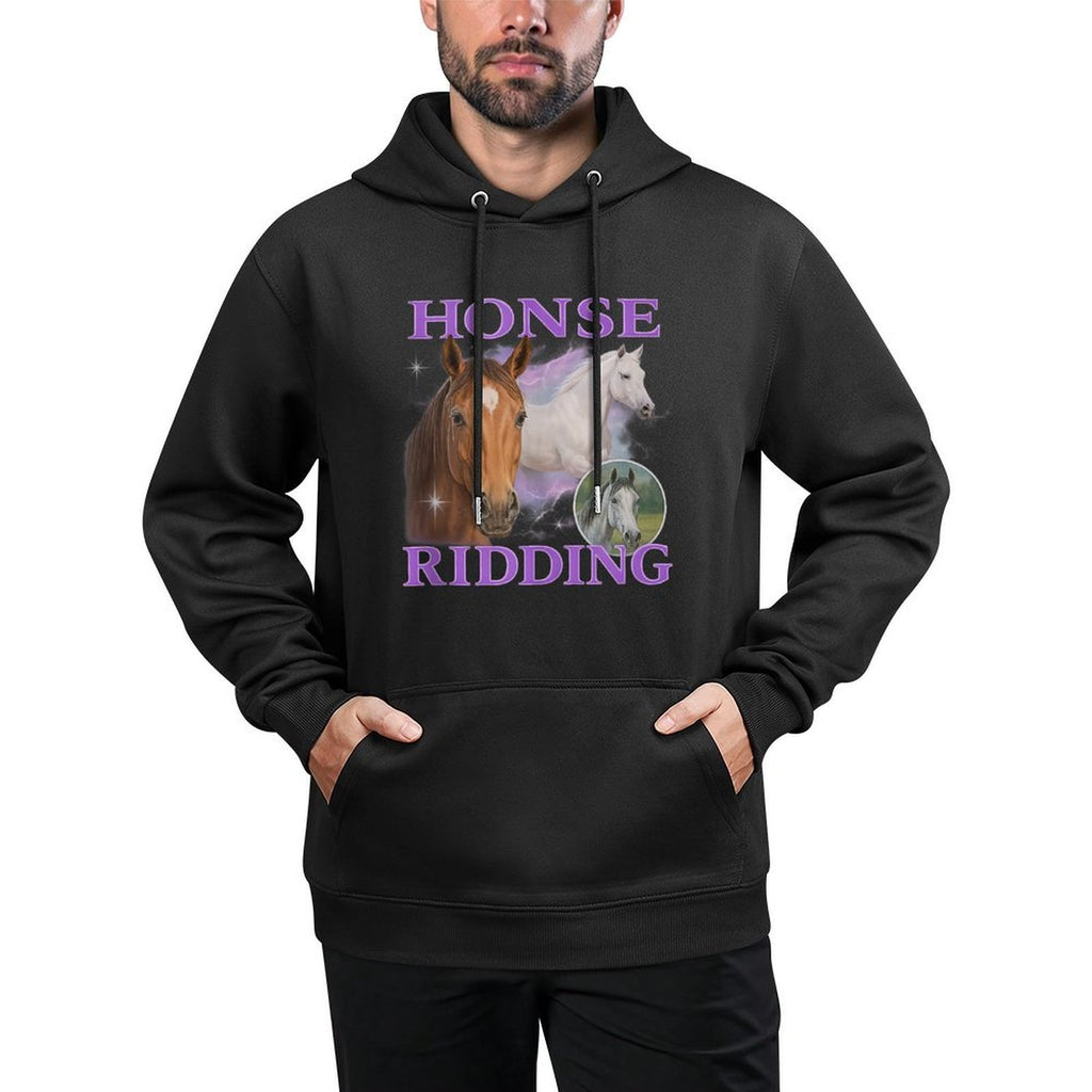 Honse Ridding Horse Riding Unhinged Gen Z Brainrot Meme Y2K Versatile Streetwear Hoodie