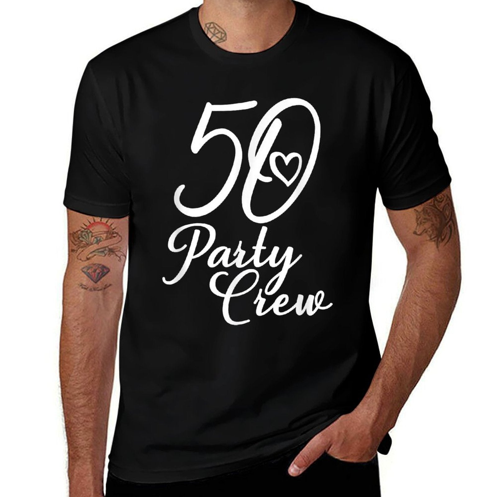 50 Party Crew, Matching Group, Women's 50th Birthday  Summer-ready Fabric T-Shirt