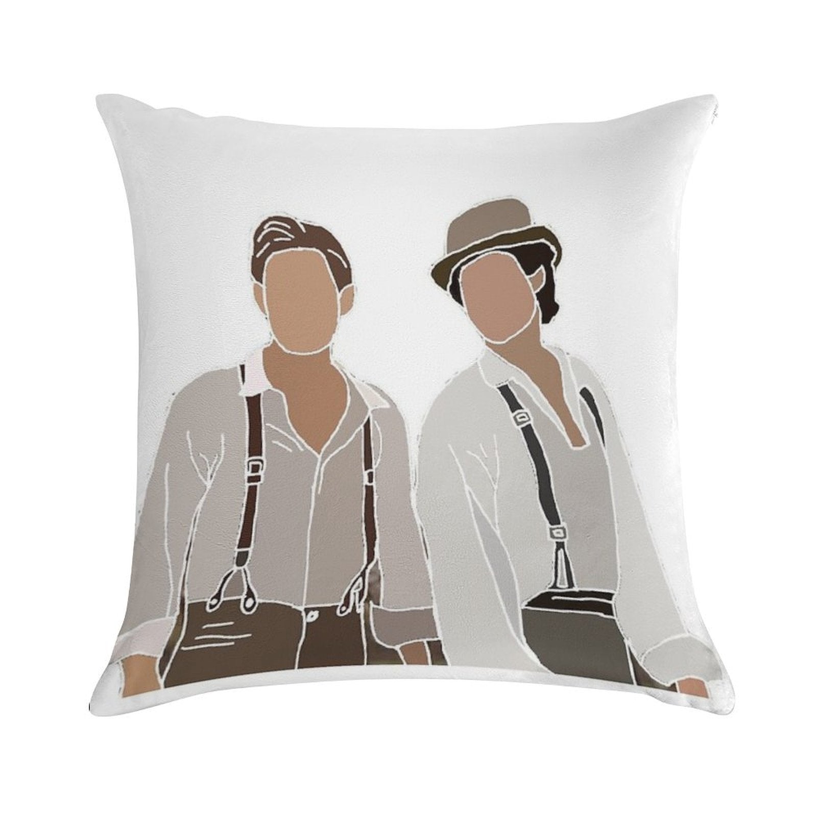Damon And Stefan Salvatore Vampire Diaries Drawing Soft Luxury Feel Throw Pillow
