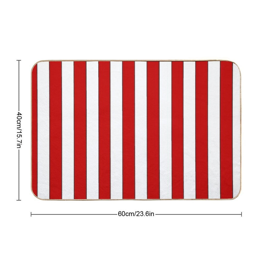 Retro Red & White Striped Team Colours  Easy Maintenance Bath Mat