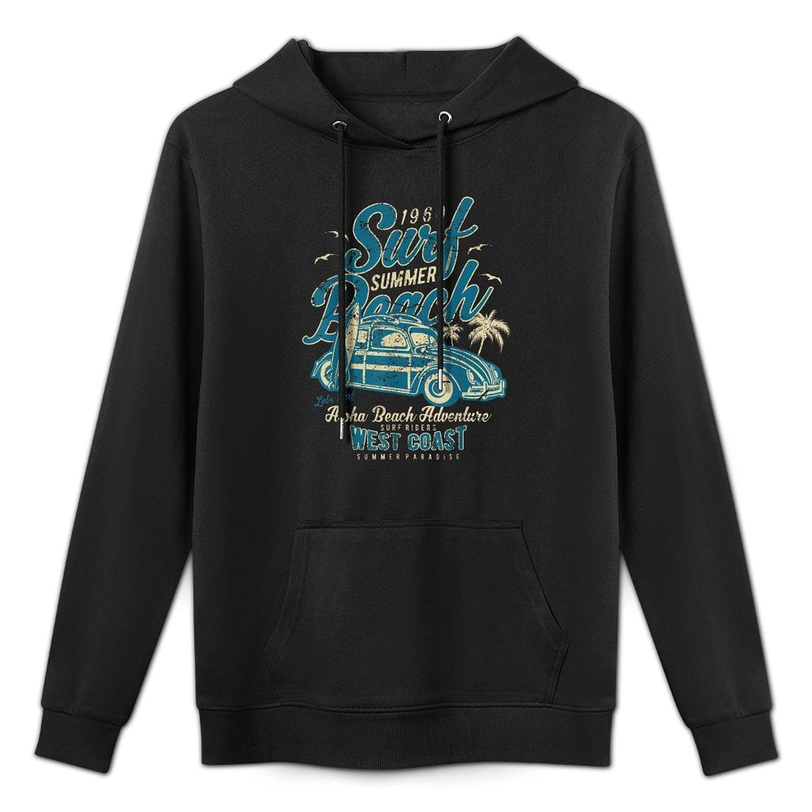 Surf Beach Summer Retro Vintage Distressed Medium-Weight Fabric Hoodie