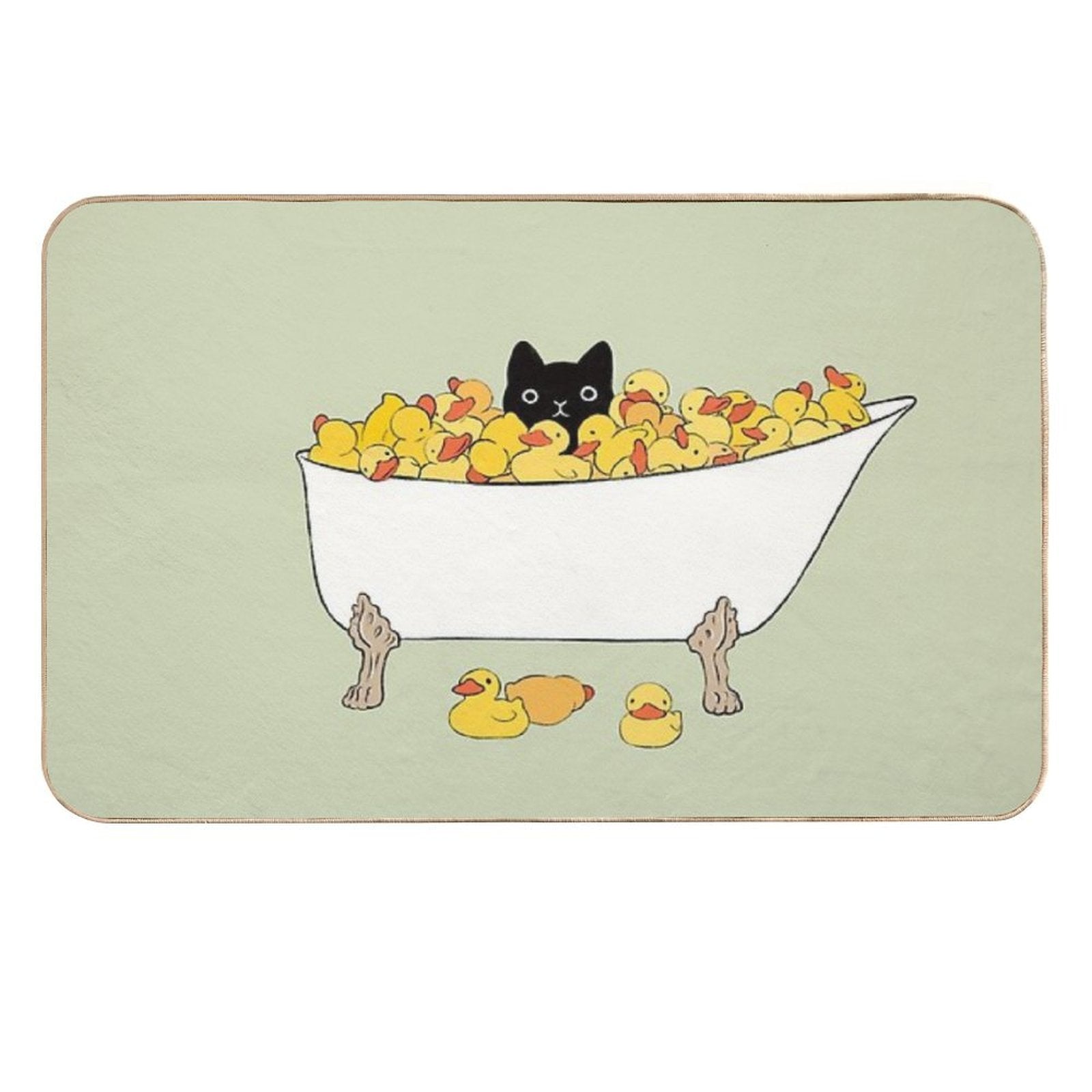 Black Kitty In Bathtub  Long-Lasting Bath Mat