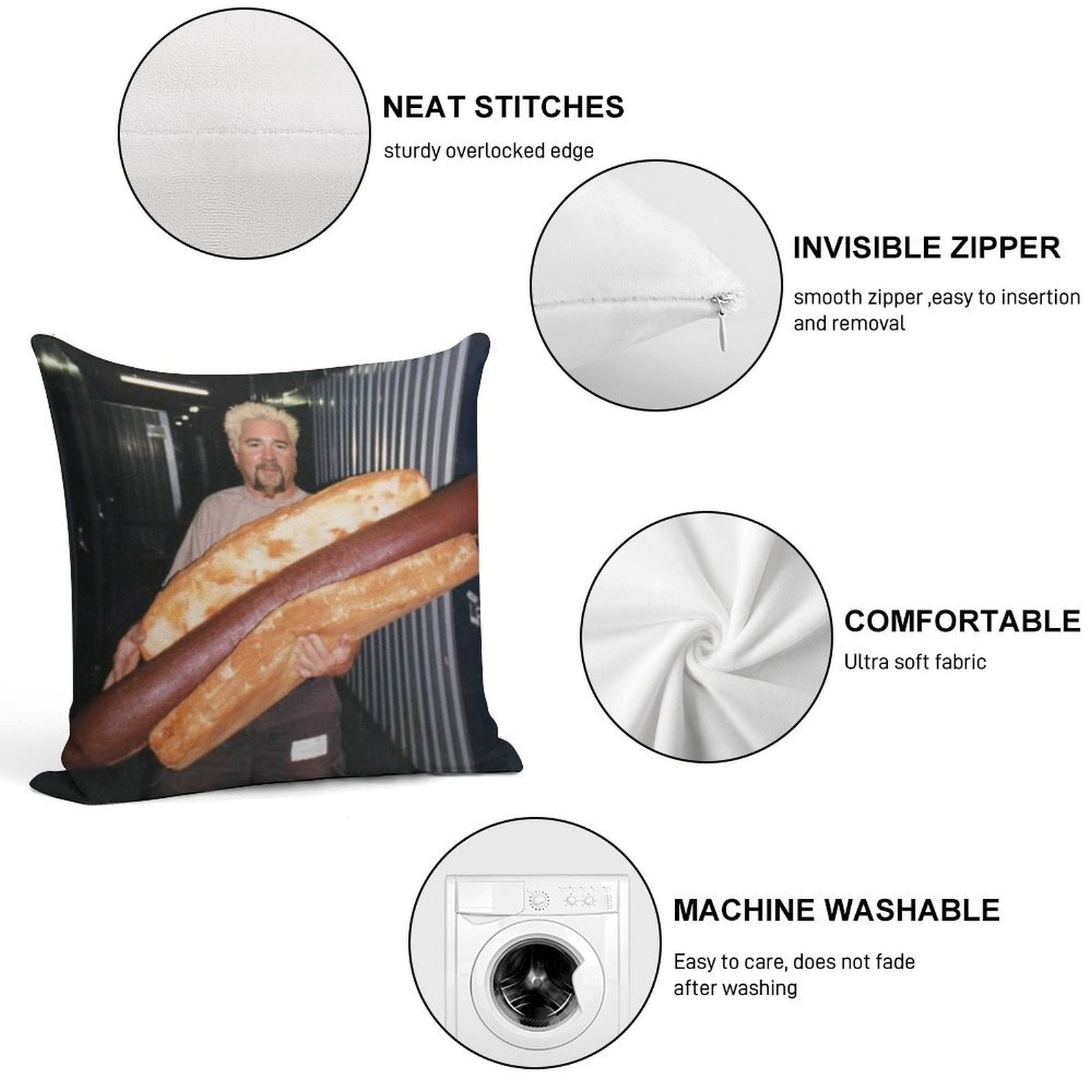 Guy Fieri And His Wieney Soft Home Decor Throw Pillow