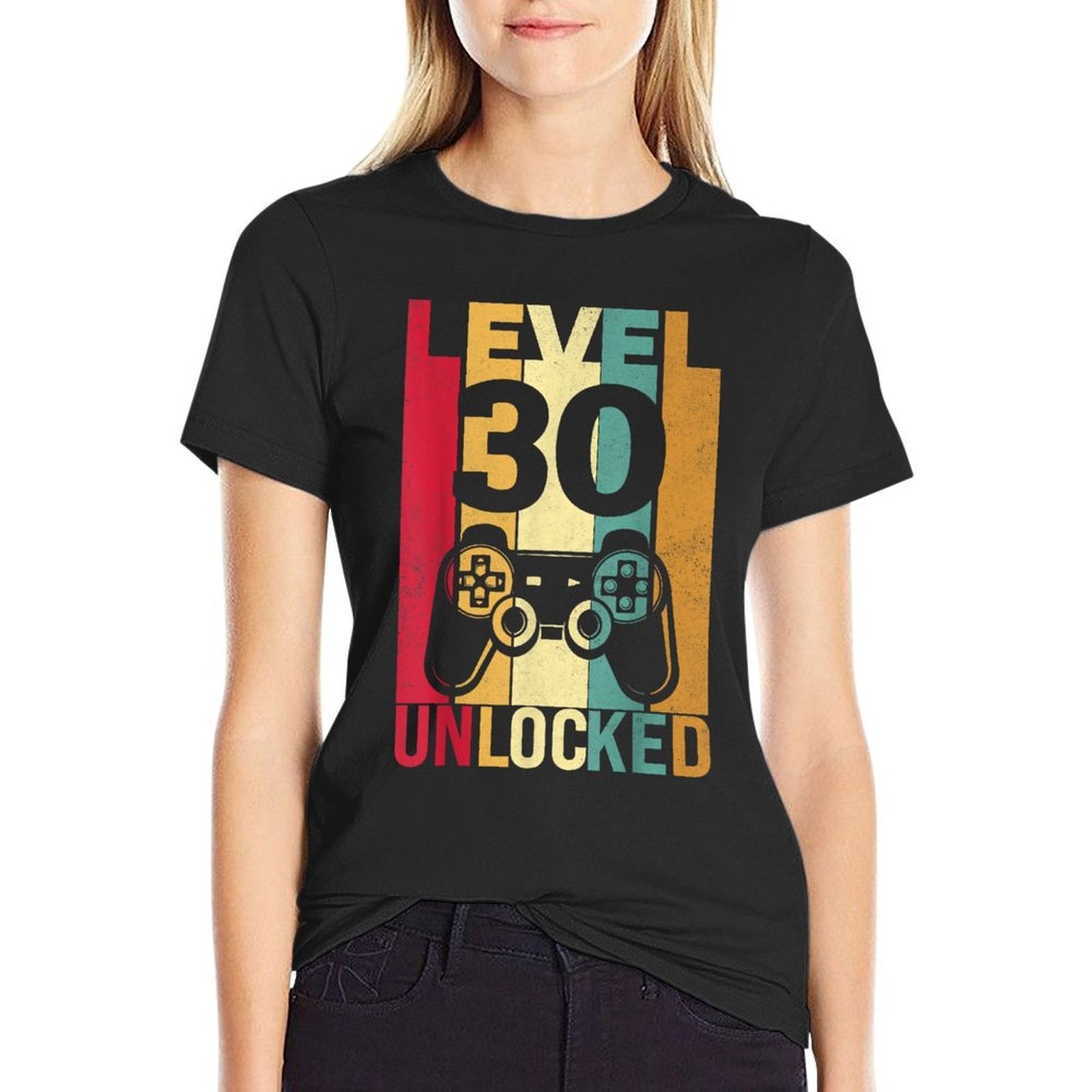Funny Level 30 Unlocked Him Men BDay Turning 30th Birthday  Stretchy T-Shirt