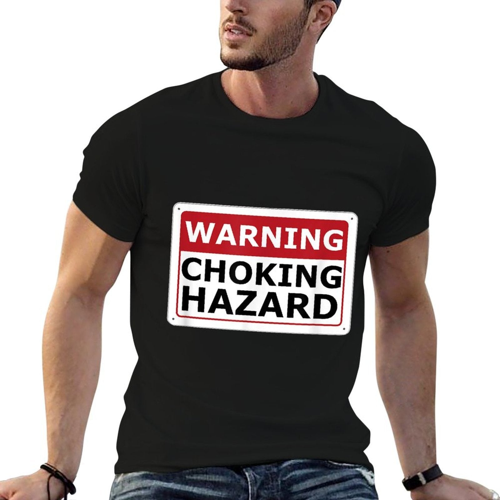 Warning Choking Hazard Funny Adult Meme  Relaxed-fit T-Shirt