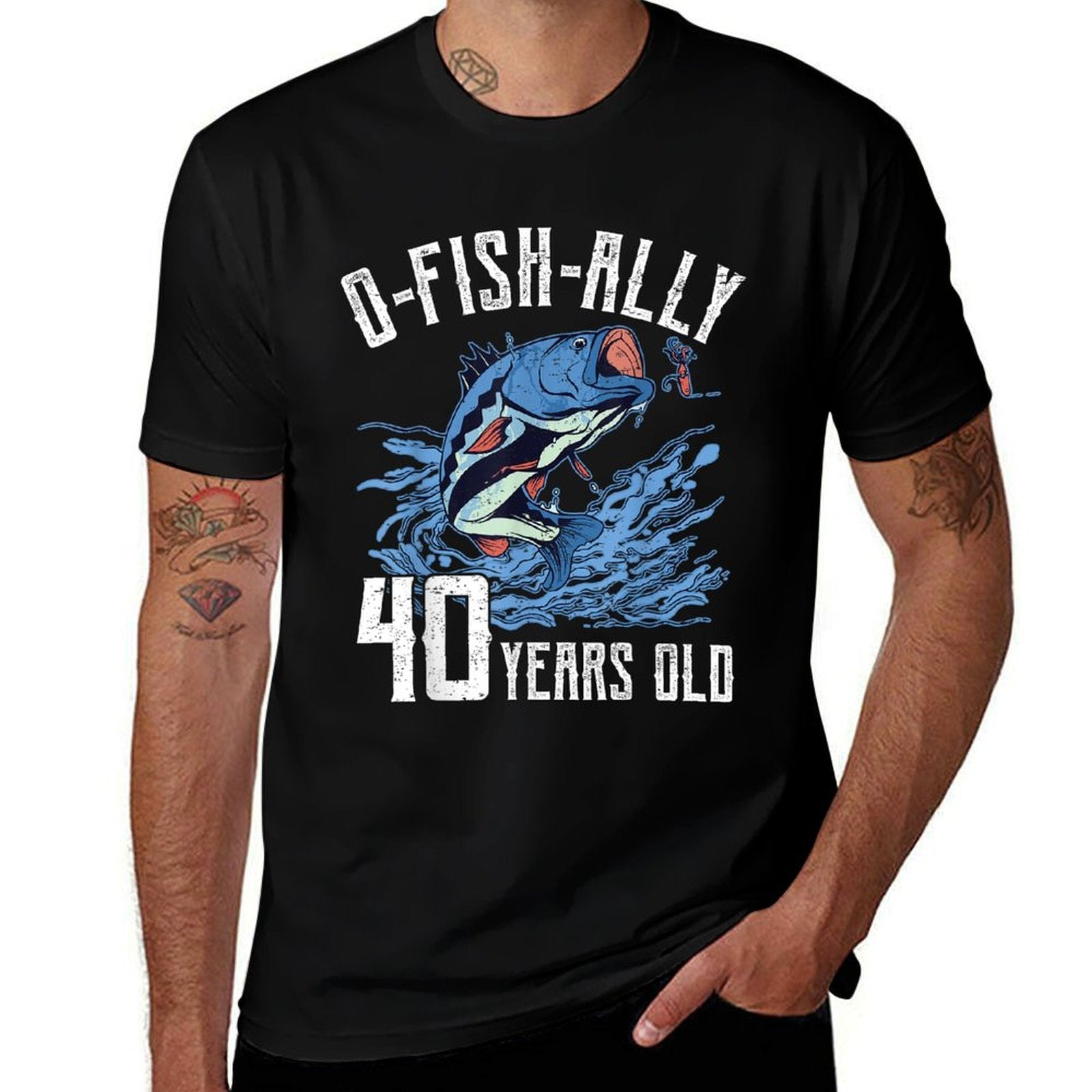 Fishing 40th Birthday - O-Fish-Ally 40 Year Old Angler  Graphic-printed T-Shirt