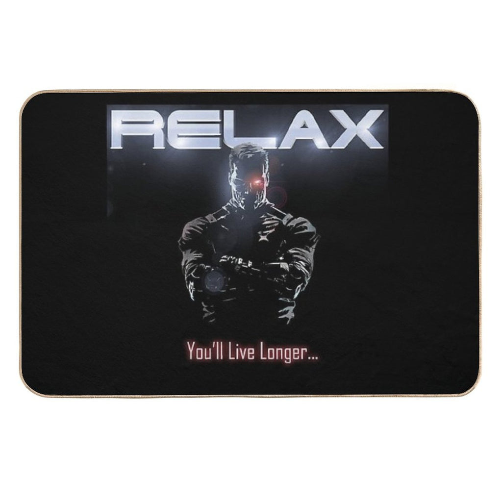 Badass Funny Terminator Relax Advice Illustration  Dirt-Trapping Bath Mat