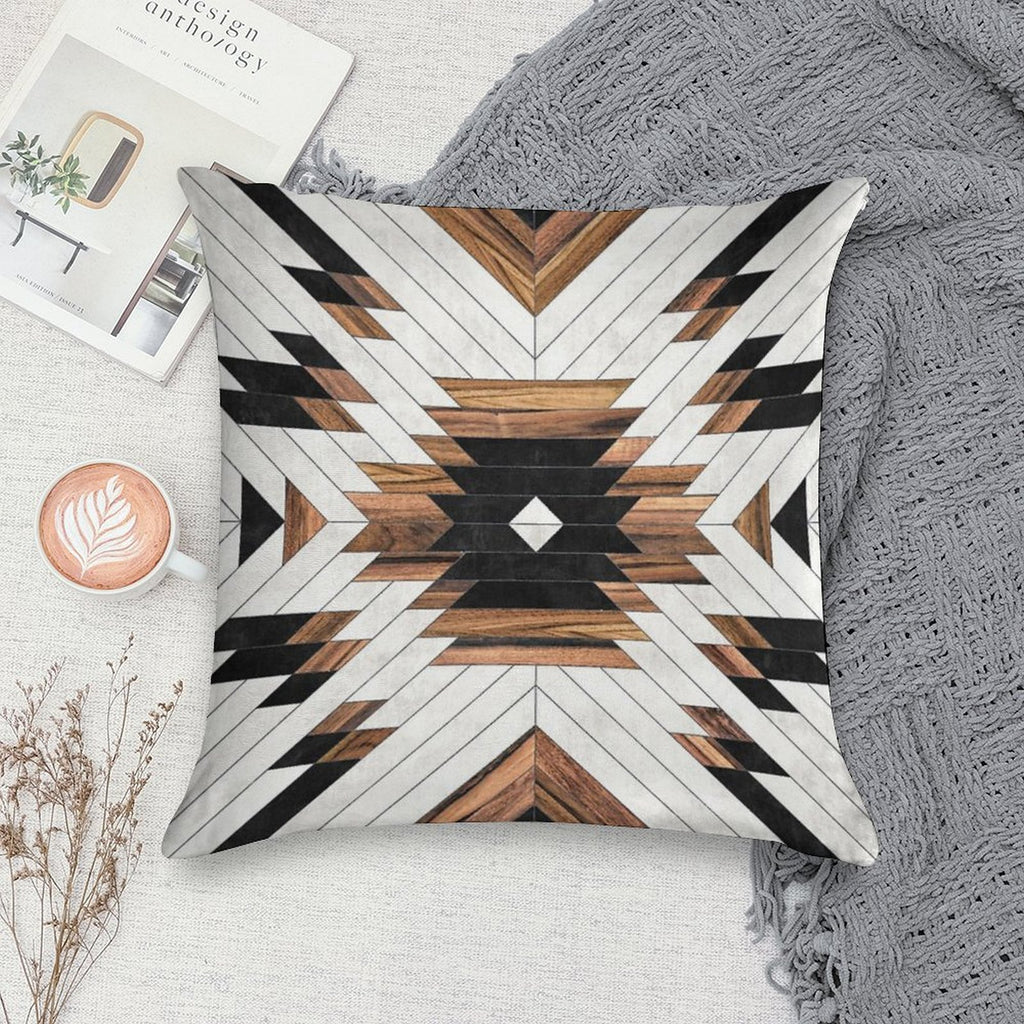 Urban Tribal Pattern No.5 - Aztec - Concrete And Wood Soft Hidden Zipper Throw Pillow