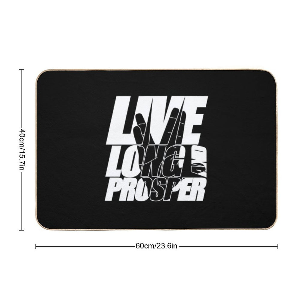 LIVE LONG AND PROSPER Star Trek ™ Quote Meme Slogan with Silhouette of The Vulkan Gruss  Toxin-Free Bath Mat