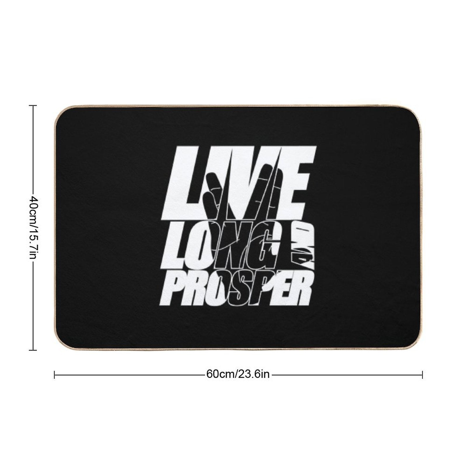 LIVE LONG AND PROSPER Star Trek ™ Quote Meme Slogan with Silhouette of The Vulkan Gruss  Toxin-Free Bath Mat