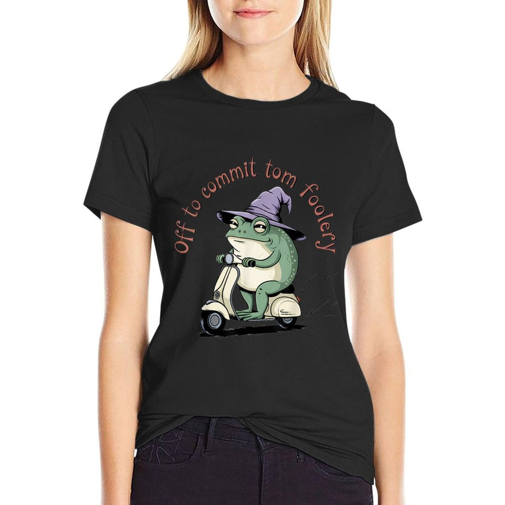 Off To Commit Tomfoolery Funny Frog Humor Trend Men Women  Breathable T-Shirt