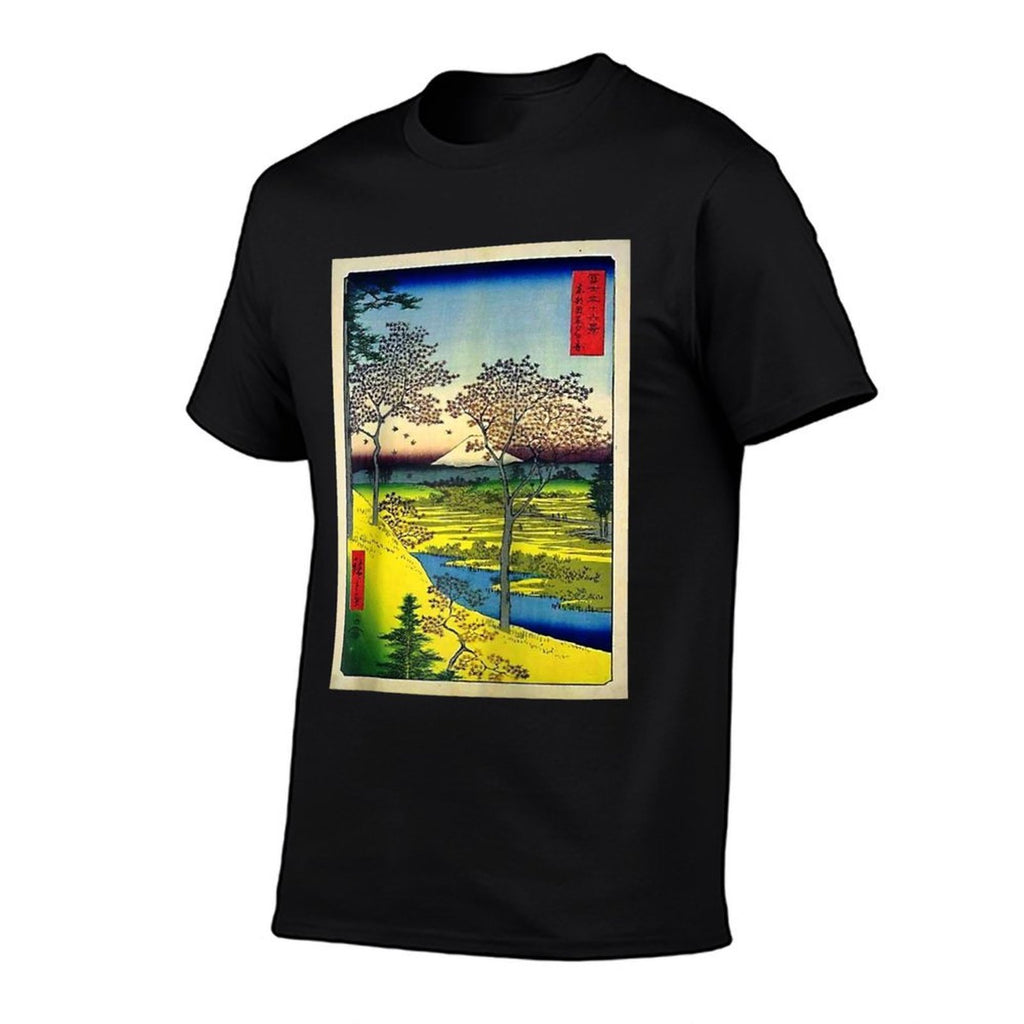 Hiroshige's Twilight Hill at Meguro in The Eastern Capital Raglan Baseball  Oversized Silhouette T-Shirt