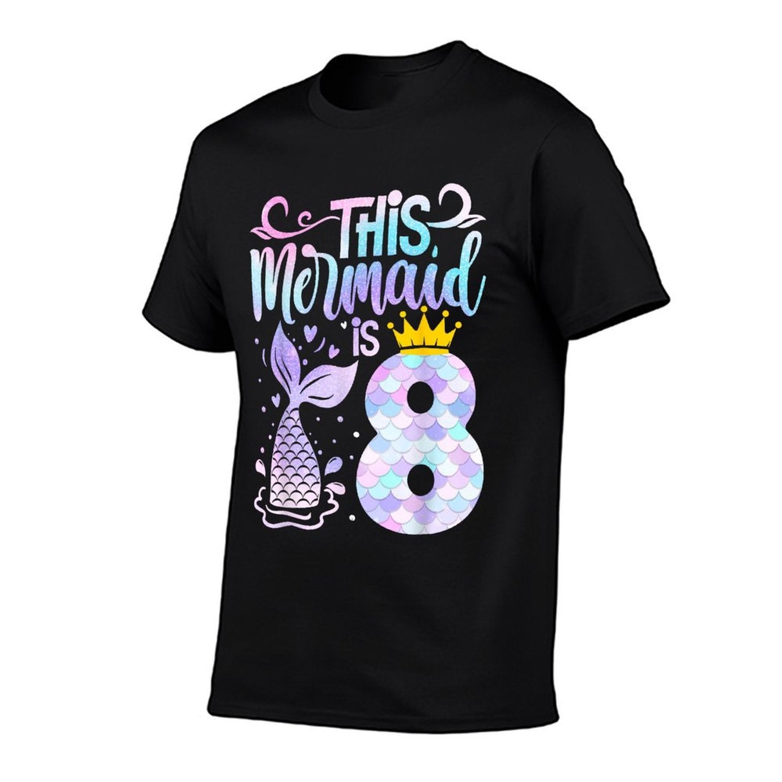 Mermaid 8th Birthday 8 Year Old Girl Eight Yrs Happy Bday  Lightweight T-Shirt
