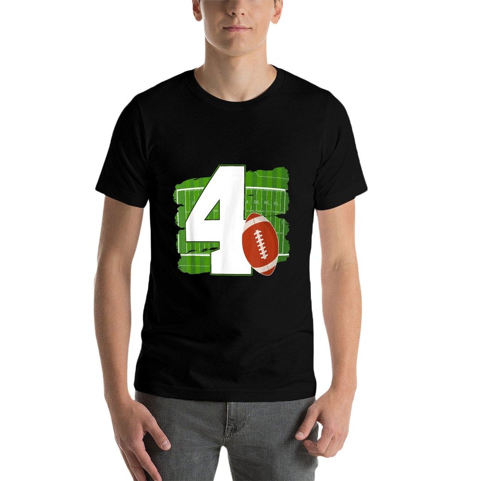 4th Birthday Football Theme 4 Year Old Football Lover  Lightweight T-Shirt