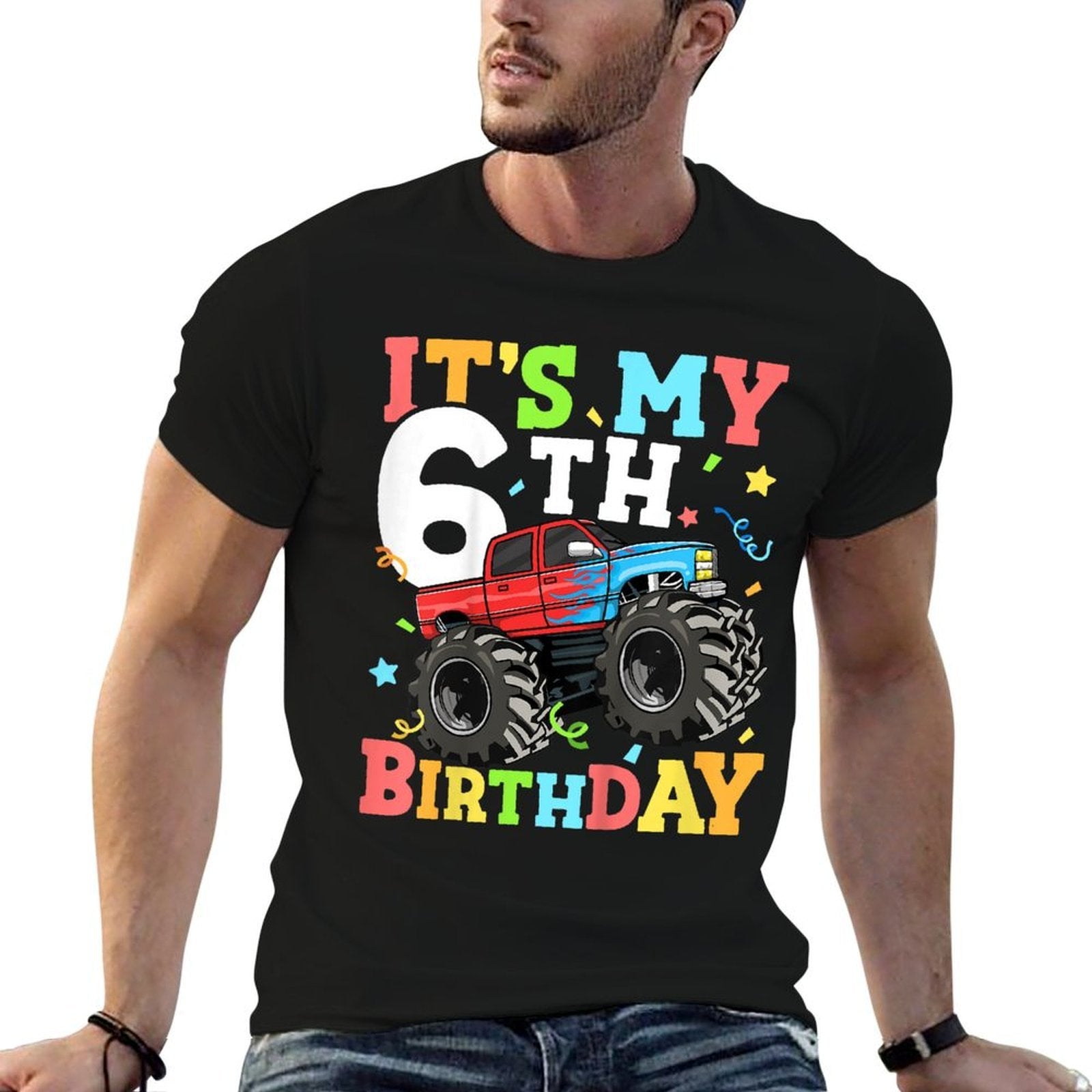 Kids Monster Truck It's My 6th Birthday Boy 6  Polyester Blend T-Shirt