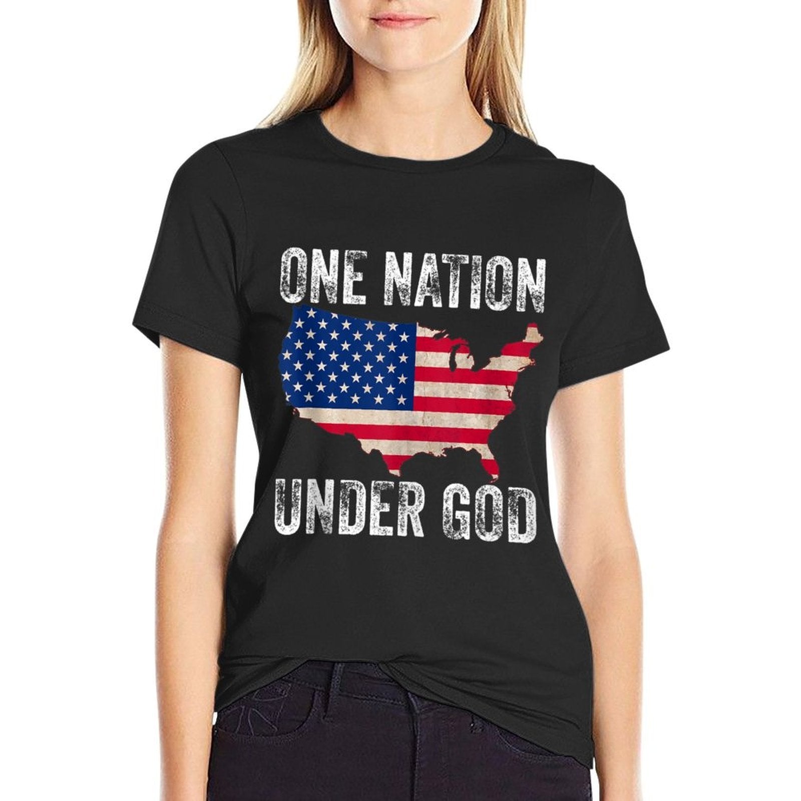One Nation Under God Vintage American Design Christian  Soft T-Shirt