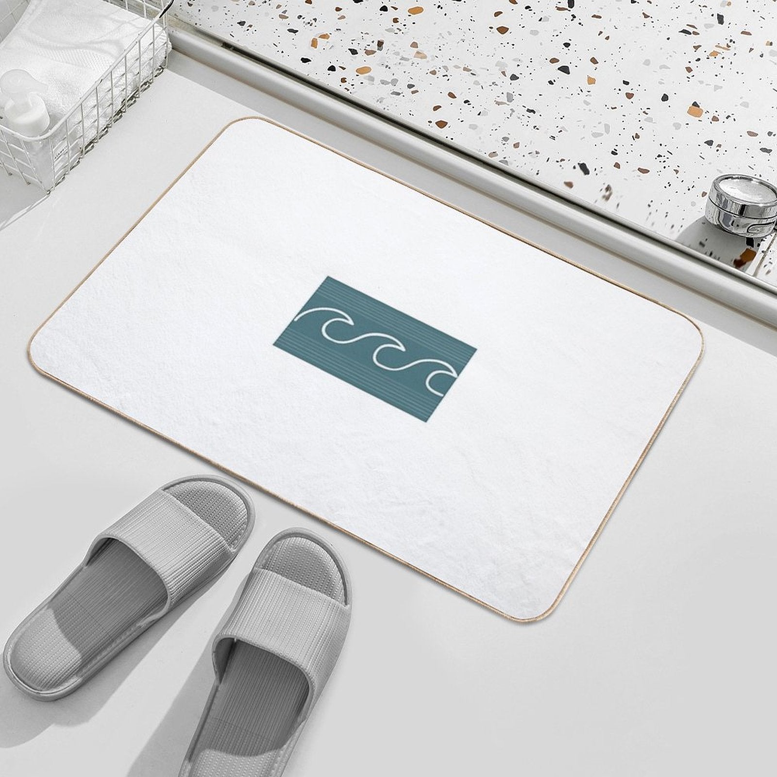 Surf Shop Style Wave  Repositionable Bath Mat