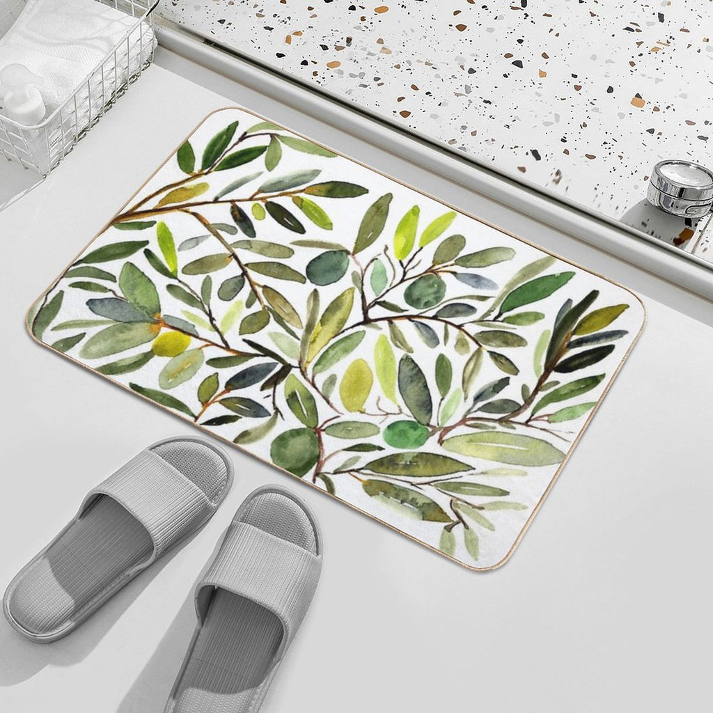 Olive Leaf Art Modern  Multi-Purpose Bath Mat