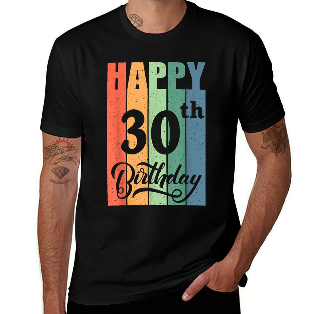 Retro Birthday Gift for 30 Years Old Happy 30th Birthday  Trendy Pattern T-Shirt