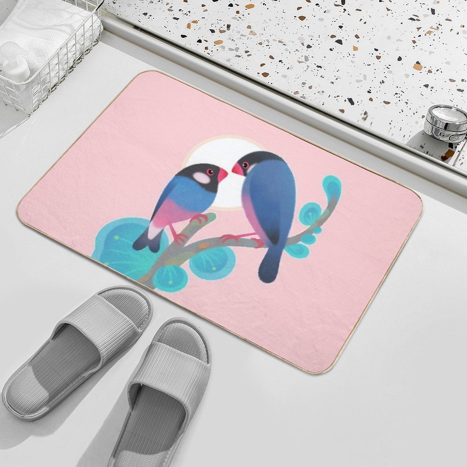 Java Sparrows  Repositionable Bath Mat
