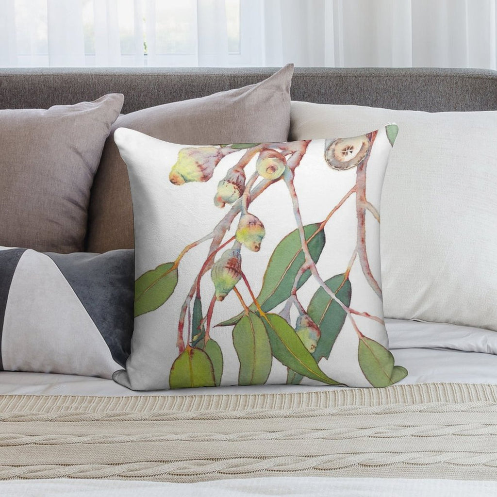 Australian Native Eucalyptus Tree Branch Watercolour Soft Hidden Zipper Throw Pillow